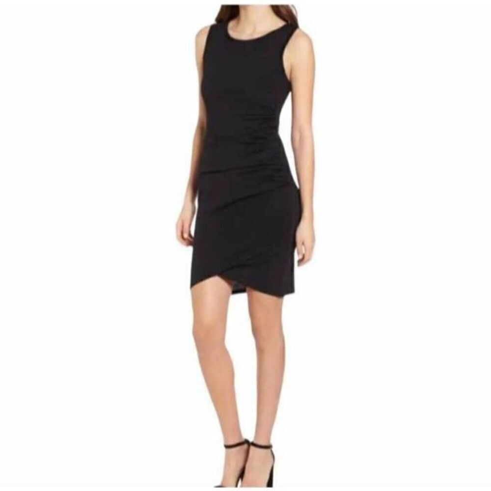 LEITH BLACK BODYCON SLEEVELESS RUCHED DRESS SZ.S EUC.